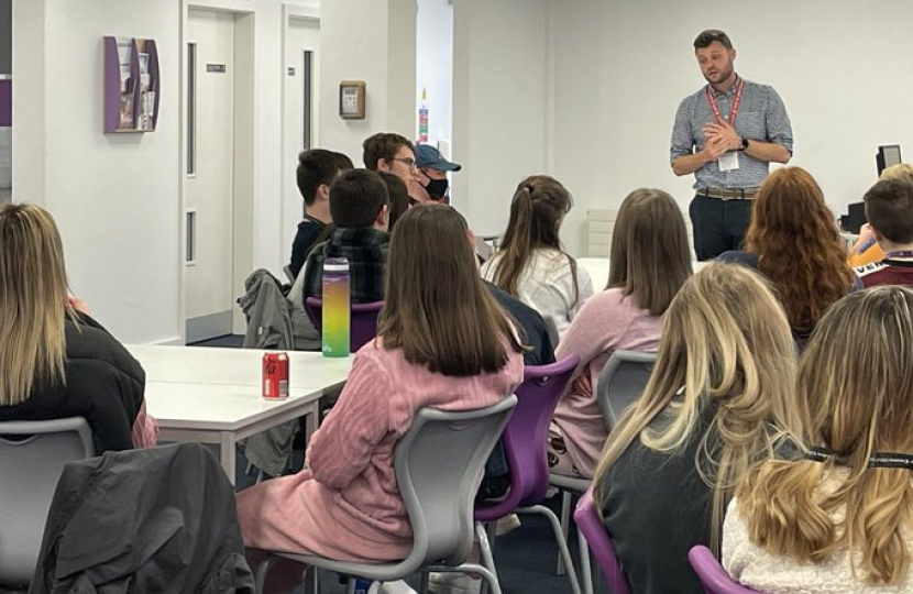 Ben speaking at a school